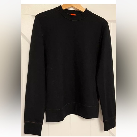 Boss Hugo Boss M Medium Sweater Pullover Black Wool Blend Long Sleeve Crew Neck - Picture 1 of 14
